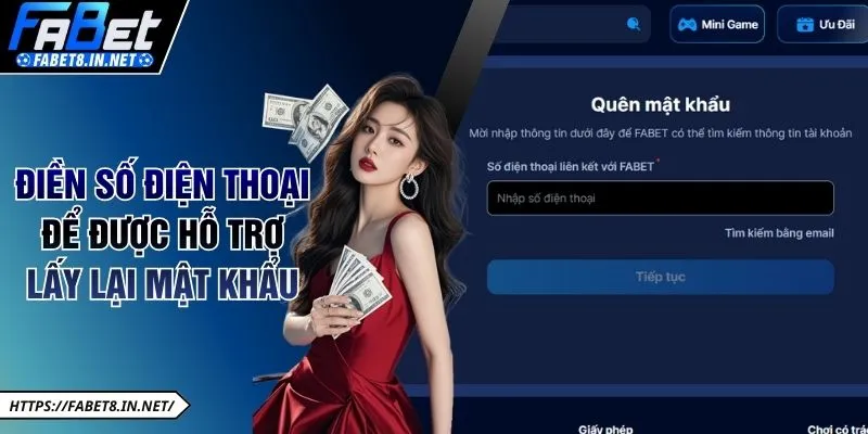 Điền số điện thoại để được hỗ trợ lấy lại mật khẩu